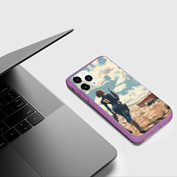Чехол iPhone 11 Pro матовый Fallout девушка в пустоши, цвет: 3D-фиолетовый — фото 2