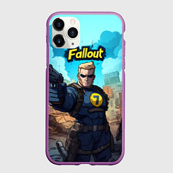 Чехол iPhone 11 Pro матовый Fallout смотритель с пистолетом, цвет: 3D-фиолетовый