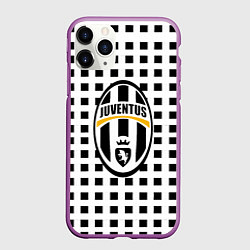 Чехол iPhone 11 Pro матовый Ювентус клетка геометрия, цвет: 3D-фиолетовый