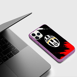 Чехол iPhone 11 Pro матовый Ювентус краски текстура, цвет: 3D-фиолетовый — фото 2