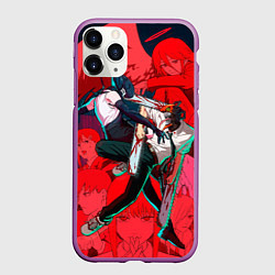 Чехол iPhone 11 Pro матовый Битва с Резе Человек бензопила