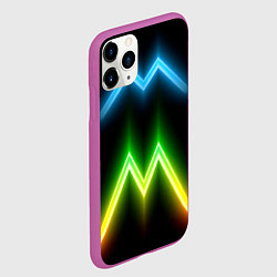 Чехол iPhone 11 Pro матовый Neon multicolored lines, цвет: 3D-фиолетовый — фото 2