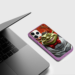 Чехол iPhone 11 Pro матовый Шрек в деловом костюме, цвет: 3D-фиолетовый — фото 2