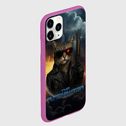 Чехол iPhone 11 Pro матовый The purrminator кот терминатор, цвет: 3D-фиолетовый — фото 2