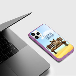 Чехол iPhone 11 Pro матовый Пародия Форрест Гамп - кот на скамейке, цвет: 3D-фиолетовый — фото 2