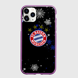 Чехол iPhone 11 Pro матовый Бавария Мюнхен снежинки ночь