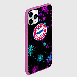 Чехол iPhone 11 Pro матовый Бавария Мюнхен неоновые снежинки, цвет: 3D-фиолетовый — фото 2