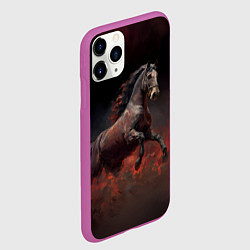 Чехол iPhone 11 Pro матовый Лошадь выпрыгивает из тумана, цвет: 3D-фиолетовый — фото 2