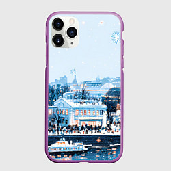 Чехол iPhone 11 Pro матовый Иллюстрация Московский новый год, цвет: 3D-фиолетовый