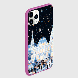 Чехол iPhone 11 Pro матовый Салют в новогодней Москве, цвет: 3D-фиолетовый — фото 2