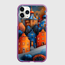 Чехол iPhone 11 Pro матовый Объемные зимние домики