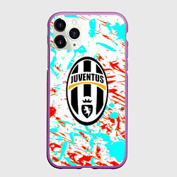 Чехол iPhone 11 Pro матовый Ювентус штрихи красок текстура, цвет: 3D-фиолетовый