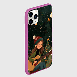 Чехол iPhone 11 Pro матовый Новогодняя гитаристка, цвет: 3D-фиолетовый — фото 2
