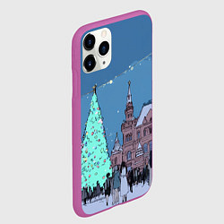 Чехол iPhone 11 Pro матовый Новогодняя елка в центре Москвы, цвет: 3D-фиолетовый — фото 2
