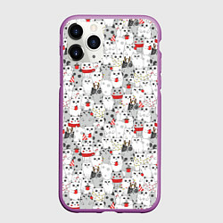 Чехол iPhone 11 Pro матовый Новогодние котики, цвет: 3D-фиолетовый