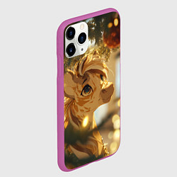 Чехол iPhone 11 Pro матовый Лошадка любуется елочным шаром, цвет: 3D-фиолетовый — фото 2