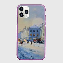 Чехол iPhone 11 Pro матовый Зимний праздничный Питер, цвет: 3D-фиолетовый