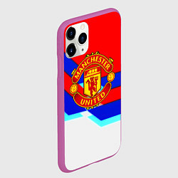 Чехол iPhone 11 Pro матовый Манчестер Юнайтед полосы геометрия, цвет: 3D-фиолетовый — фото 2