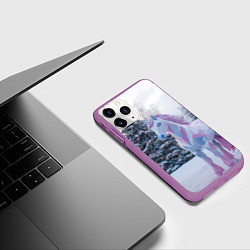 Чехол iPhone 11 Pro матовый Геометрическая новогодняя лошадка, цвет: 3D-фиолетовый — фото 2