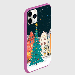 Чехол iPhone 11 Pro матовый Новогодняя ночь в городе, цвет: 3D-фиолетовый — фото 2