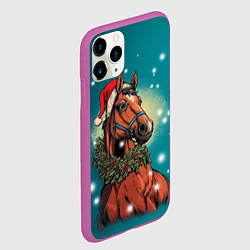 Чехол iPhone 11 Pro матовый Конь в шапке, цвет: 3D-фиолетовый — фото 2