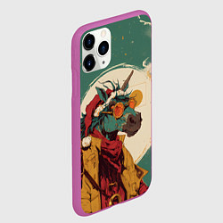 Чехол iPhone 11 Pro матовый Новогодний конь в желтых очках, цвет: 3D-фиолетовый — фото 2