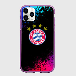 Чехол iPhone 11 Pro матовый Бавария Мюнхен краски неон градиент, цвет: 3D-фиолетовый