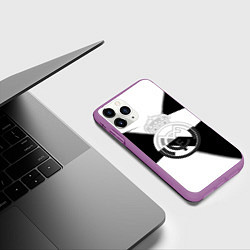 Чехол iPhone 11 Pro матовый Реал Мадрид геометрия полосы, цвет: 3D-фиолетовый — фото 2