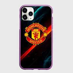 Чехол iPhone 11 Pro матовый Манчестер Юнайтед абстракция, цвет: 3D-фиолетовый