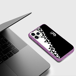 Чехол iPhone 11 Pro матовый Juventus черно белая геометрия текстура, цвет: 3D-фиолетовый — фото 2