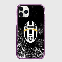 Чехол iPhone 11 Pro матовый Ювентус белые деревья, цвет: 3D-фиолетовый