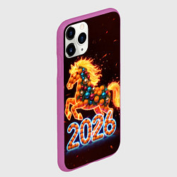 Чехол iPhone 11 Pro матовый Праздничная лошадь, цвет: 3D-фиолетовый — фото 2