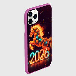 Чехол iPhone 11 Pro матовый Новогодняя мандариновая лошадь 2026, цвет: 3D-фиолетовый — фото 2