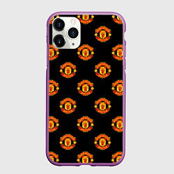 Чехол iPhone 11 Pro матовый Manchester United Pattern, цвет: 3D-фиолетовый