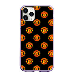 Чехол iPhone 11 Pro матовый Manchester United Pattern, цвет: 3D-светло-сиреневый