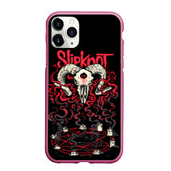 Чехол iPhone 11 Pro матовый Slipknot, цвет: 3D-малиновый