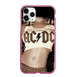 Чехол iPhone 11 Pro матовый AC/DC Girl, цвет: 3D-малиновый
