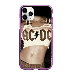 Чехол iPhone 11 Pro матовый AC/DC Girl, цвет: 3D-фиолетовый