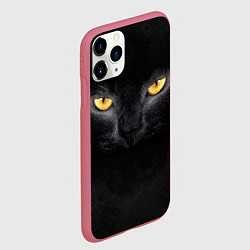 Чехол iPhone 11 Pro матовый Черная кошка, цвет: 3D-малиновый — фото 2