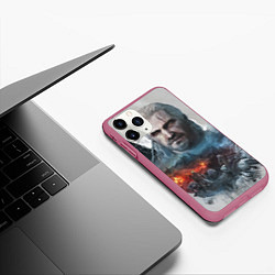 Чехол iPhone 11 Pro матовый Witcher, цвет: 3D-малиновый — фото 2