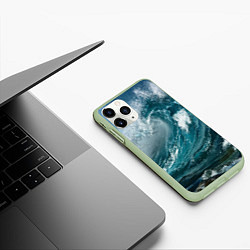 Чехол iPhone 11 Pro матовый Волна, цвет: 3D-салатовый — фото 2