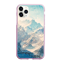 Чехол iPhone 11 Pro матовый Горы, цвет: 3D-розовый