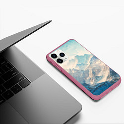 Чехол iPhone 11 Pro матовый Горы, цвет: 3D-малиновый — фото 2