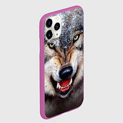 Чехол iPhone 11 Pro матовый Взгляд волка, цвет: 3D-фиолетовый — фото 2