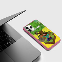 Чехол iPhone 11 Pro матовый Minecraft Tree, цвет: 3D-малиновый — фото 2