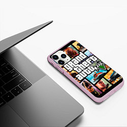 Чехол iPhone 11 Pro матовый GTA 5: City Stories, цвет: 3D-розовый — фото 2