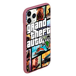 Чехол iPhone 11 Pro матовый GTA 5: City Stories, цвет: 3D-малиновый — фото 2