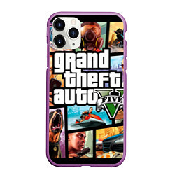 Чехол iPhone 11 Pro матовый GTA 5: City Stories, цвет: 3D-фиолетовый