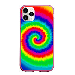 Чехол iPhone 11 Pro матовый Tie dye, цвет: 3D-малиновый