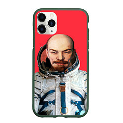 Чехол iPhone 11 Pro матовый Ленин космонавт, цвет: 3D-темно-зеленый